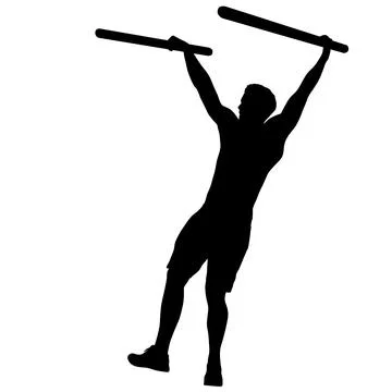 Silhouette of a pull up workout steps on a white background Illustrazione stock