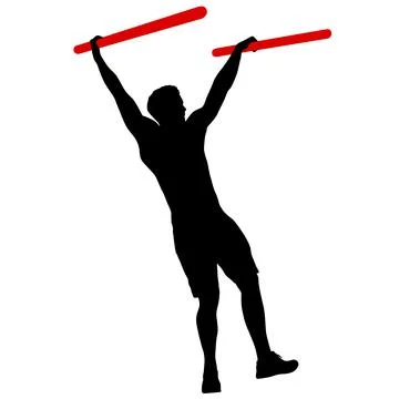 Silhouette of a pull up workout steps on a white background Stock Illustration