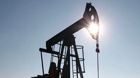 Silhouette Of Pump Jack Stock Footage 91654162