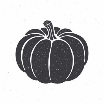Silhouette of pumpkin with stem. Vector illustration. Symbol of halloween Stock Illustration