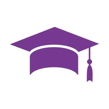 Silhouette of a purple graduation cap. Editable flat icon design in EPS10 format Stock Illustration