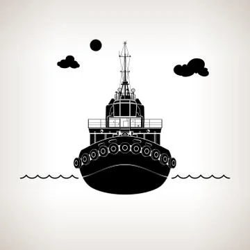 Silhouette of Push Boat イラスト素材