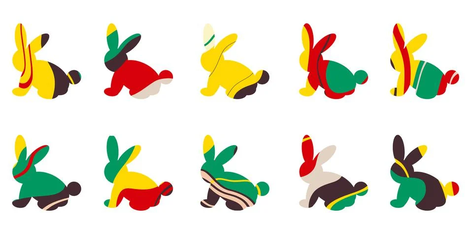 Silhouette of a rabbit with an abstract pattern イラスト素材