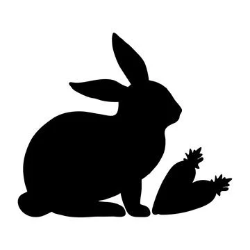 Silhouette of a rabbit with a carrot in front of it. Stock Illustration
