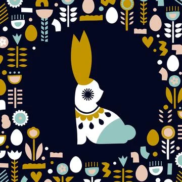 The silhouette of a rabbit in a circle Stock Illustration