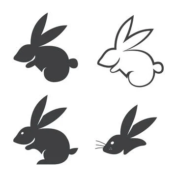 Silhouette rabbit collection for Easter Day. Abstract background. Stock Illustration