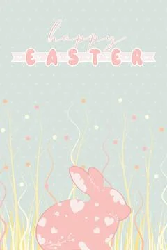 Silhouette of a rabbit on grass Easter week invitational poster Vector 스톡 일러스트