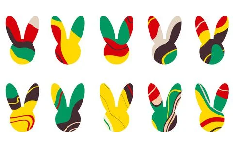 Silhouette of a rabbit head with an abstract pattern イラスト素材