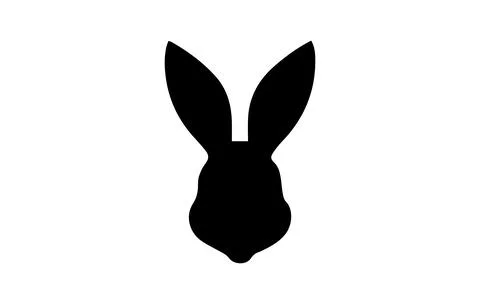 Silhouette of rabbit head. Easter Bunny. Isolated on white background. A simp Stock Illustration
