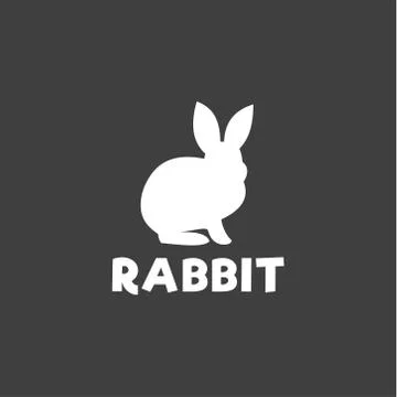 Silhouette of a rabbit sitting under logo, pet modern design flat-style Illustrazione stock