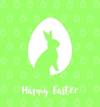 Silhouette of a rabbit in a white Easter egg on a light green background Stock Illustration