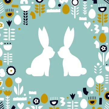 Silhouette of rabbits easter Stock Illustration