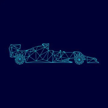 Silhouette of a racing car low poly triangulation triangulated polygonal elec Stock Illustration