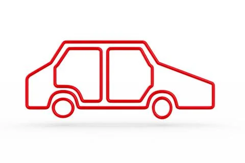 Silhouette red car on white background. Isolated 3D illustration Stock Illustration