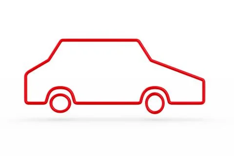 Silhouette red car on white background. Isolated 3D illustration Stock Illustration