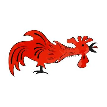 Silhouette of red rooster Stock Illustration
