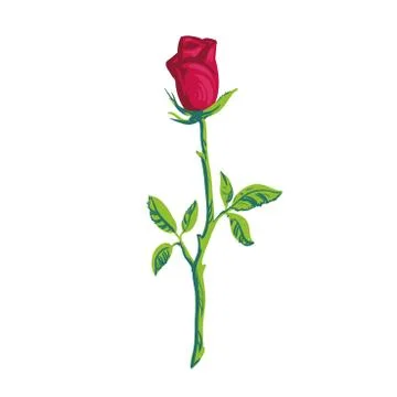 Silhouette red rose element Rose icon isolated on white background embroidery Stock Illustration