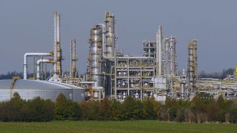 The silhouette of the refinery Total Stock Footage 118957212