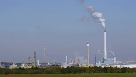 The silhouette of the refinery Total Stock Footage 118957363