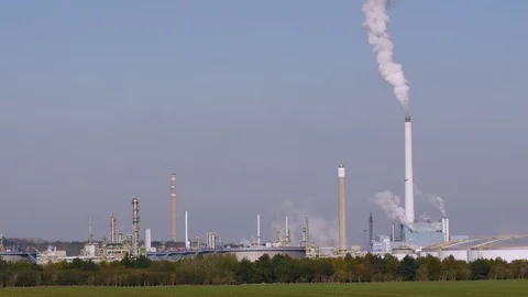 The silhouette of the refinery Total Stock Footage 118957427