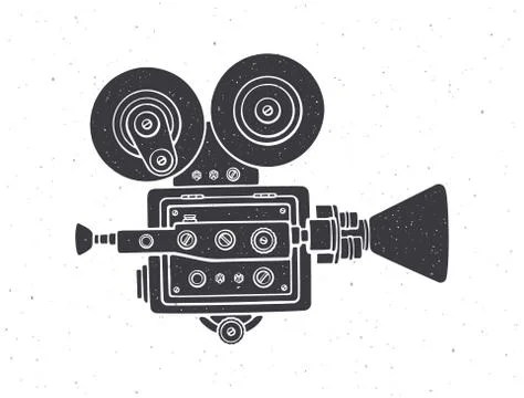 Silhouette of retro cinema camera. Vector illustration. Stock Illustration