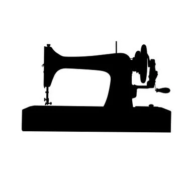 Silhouette of retro sewing machine, tool of tailor Stock Illustration