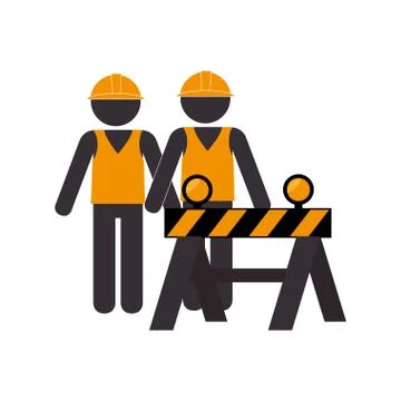 Silhouette road construction and workers group Stock Illustration