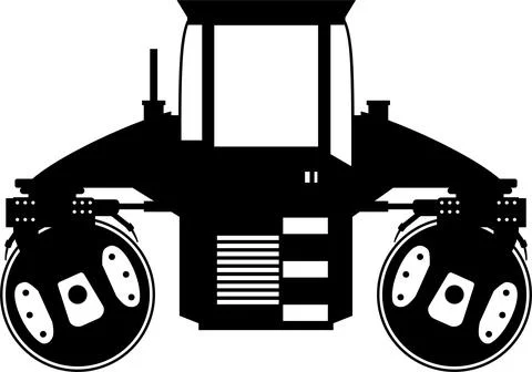 Silhouette of Road Roller Compactor Icon in Flat Style. Vector Illustration Stock Illustration