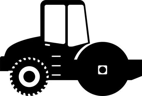 Silhouette of Road Roller Compactor Icon in Flat Style. Vector Illustration Stock Illustration