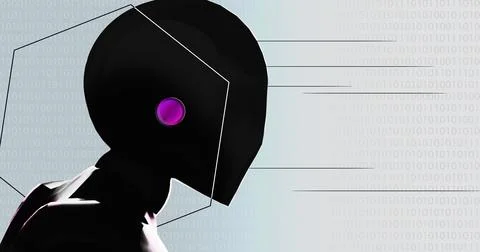 Silhouette of a robot on a bright background. Artificial intelligence Stock Illustration