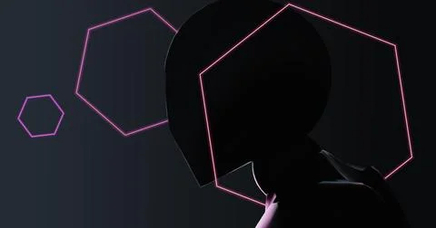 Silhouette of a robot on a dark background. Artificial intelligence concept Illustrazione stock