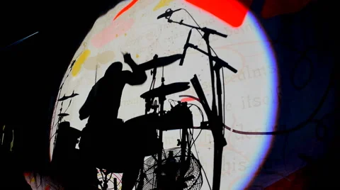 Silhouette of Rock Drummer on Backdrop Stock Footage 41739030
