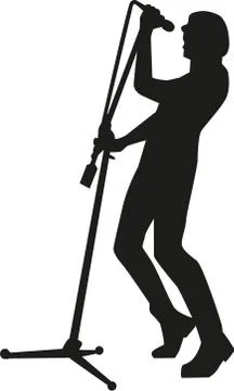 Silhouette of rock singer Stock Illustration
