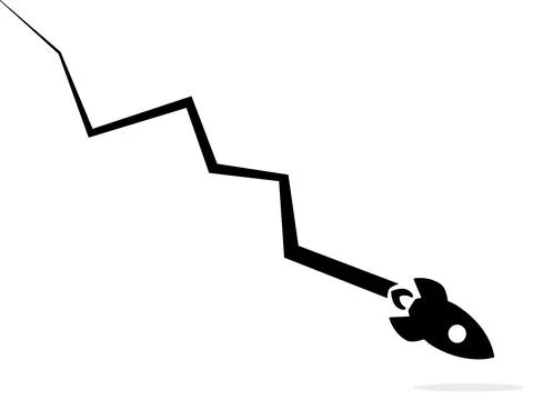 The silhouette of a rocket falling to the ground. vector illustration イラスト素材