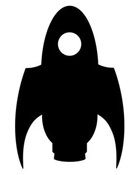 Silhouette of a rocket taking off vertically. Rocket, spaceship - vector Stock Illustration