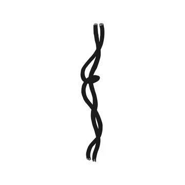 Silhouette of rope with loop. Vector black white doodle sketch isolated Stock Illustration