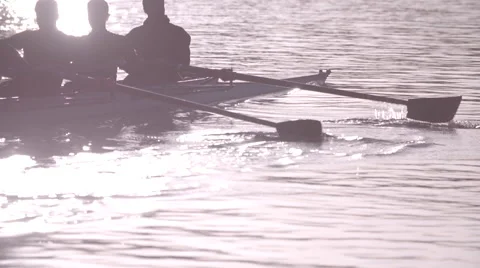Silhouette of Rowing Crew in Slow Motion Stock-Footage 47567888