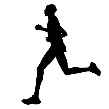 Silhouette runner in motion on white background during marathon 스톡 일러스트