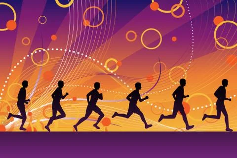 Silhouette runners Stock Illustration