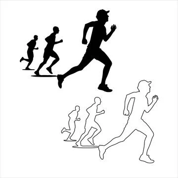 Silhouette of runners Stock Illustration