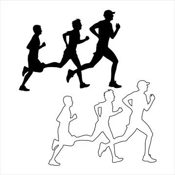 Silhouette of runners Stock Illustration