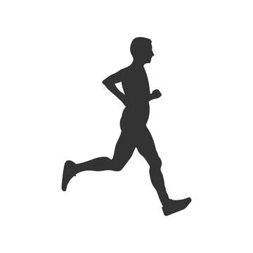 Silhouette of a running athlete. Flat vector icon isolated on a white backgro Illustrazione stock