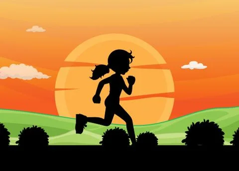Silhouette running Illustrazione stock