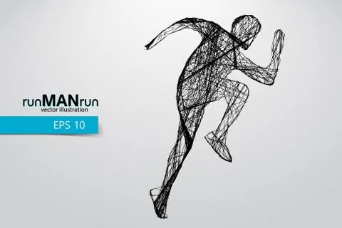Silhouette of a running man. Stock Illustration