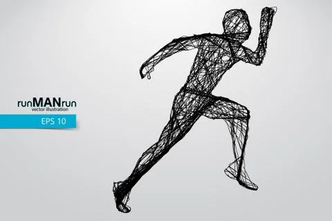 Silhouette of a running man. Stock Illustration