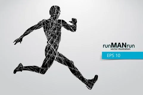 Silhouette of a running man. Stock Illustration