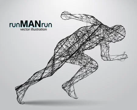 Silhouette of a running man. Stock Illustration