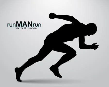 Silhouette of a running man. Stock Illustration