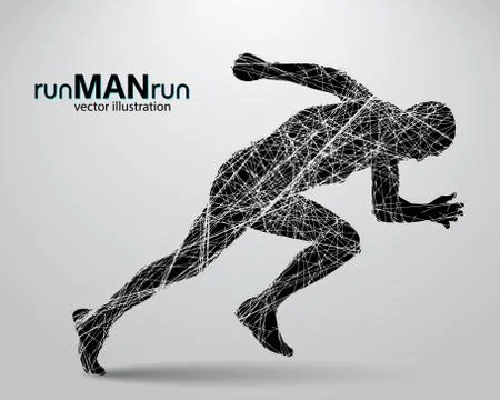 Silhouette of a running man. Stock Illustration