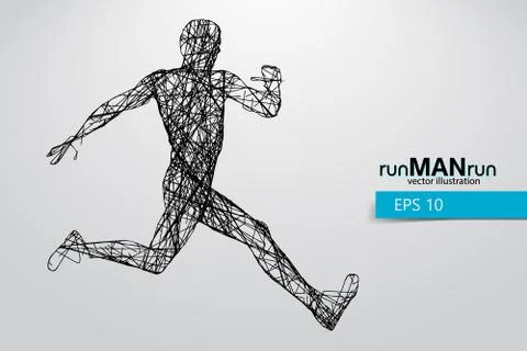 Silhouette of a running man. Stock Illustration